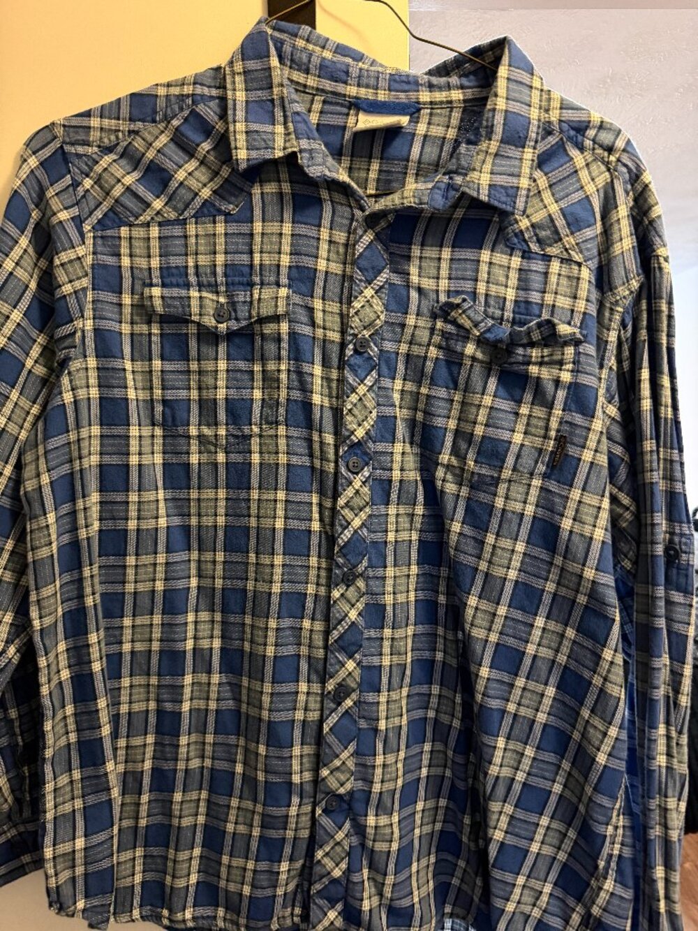 Mens Columbia Blue Long Sleeve Flannel - Large